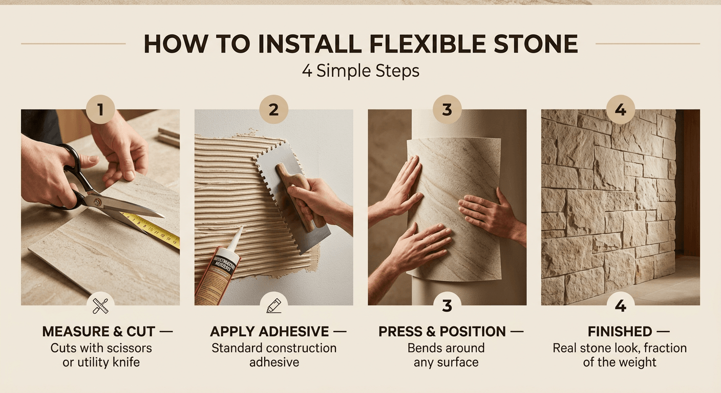 How to install flexible stone in 4 steps