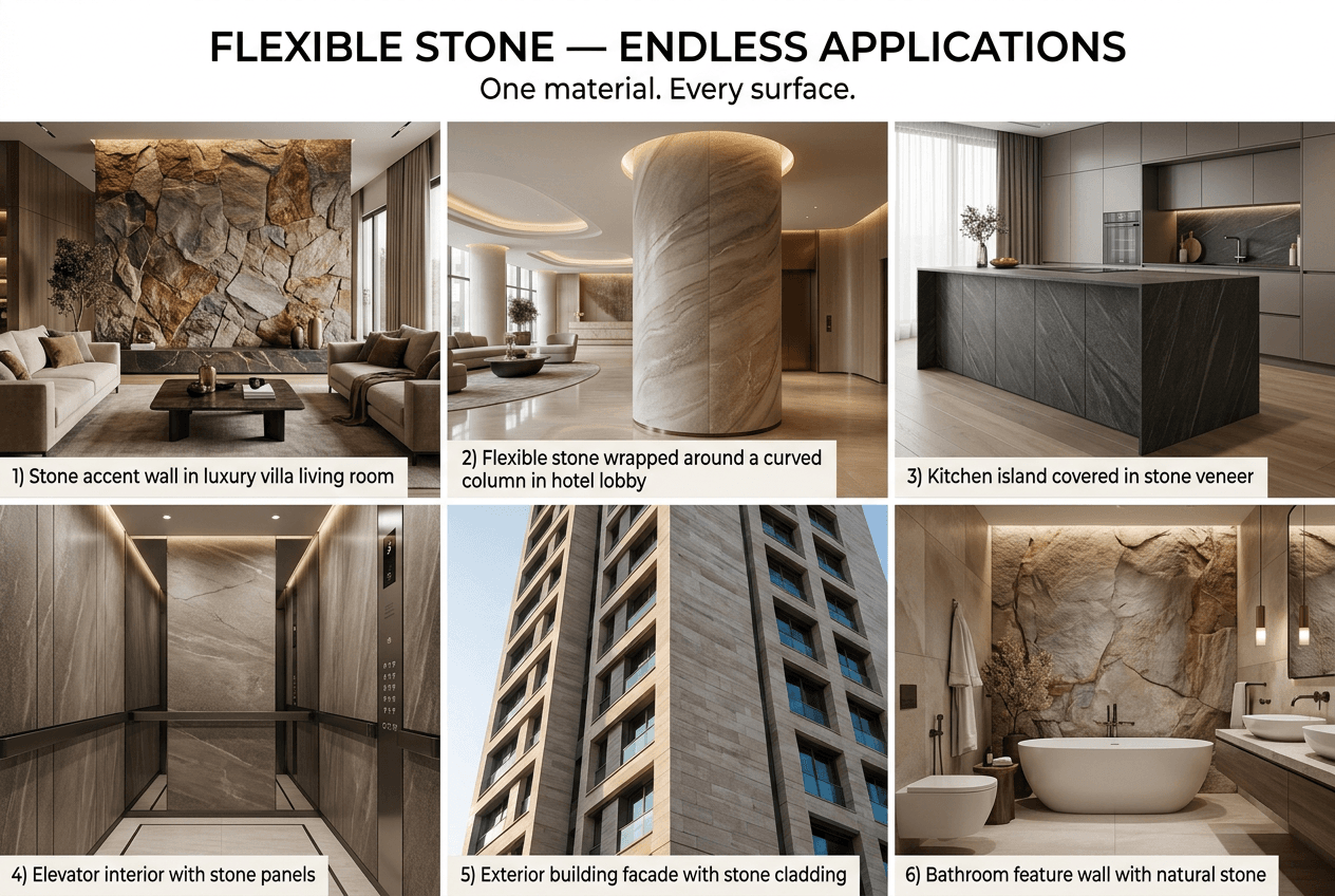 Flexible stone endless applications