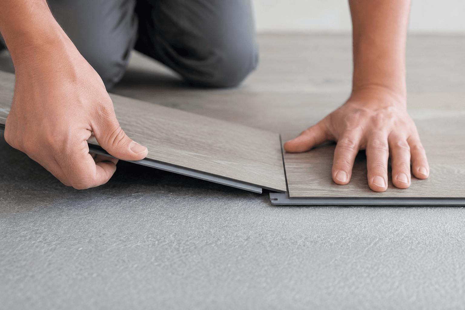 SPC flooring click-lock installation in Dubai villa