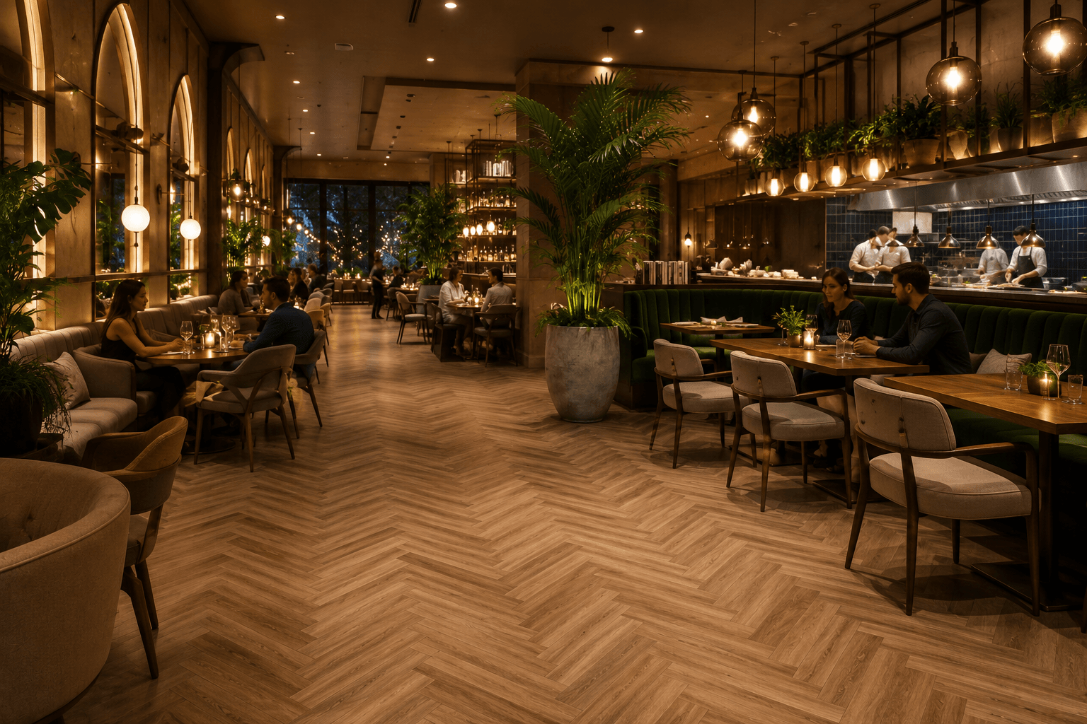 SPC flooring installed in a modern UAE restaurant