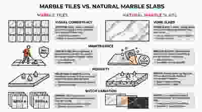 Marble tiles vs natural marble comparison